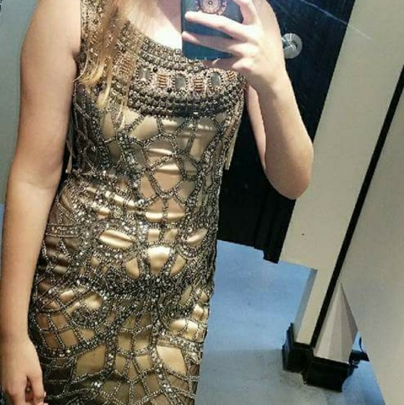 Tan Homecoming Dress - Picture 3 of 3